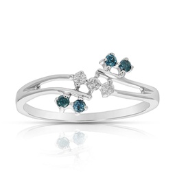 0.15 cttw blue diamond ring fashion round 10k white gold