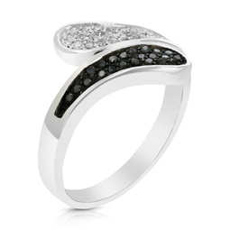 1/3 cttw black and white diamond ring .925 sterling silver with rhodium