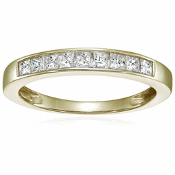 1/2 cttw diamond wedding band for women, princess cut diamond wedding band in 14k yellow gold channel set