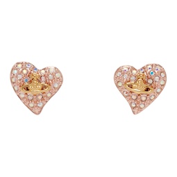 Rose Gold Tiny Diamante Heart Earrings 241314F022065