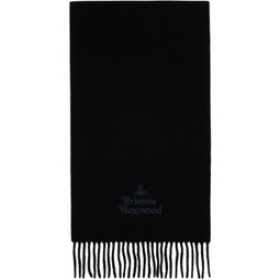 Black Embroidered Scarf 232314M150006