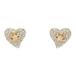 Silver Tiny Diamante Heart Earrings 241314F022064