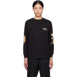 Black Embroidered Long Sleeve T Shirt 241948M213004