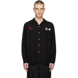 Black Embroidered Patch Shirt 231948M192000