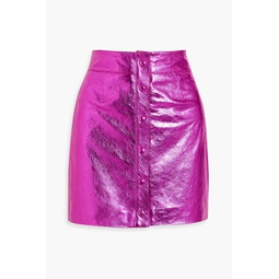 Amy metallic textured-leather mini skirt