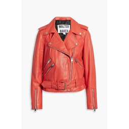 Allison belted leather biker jacket