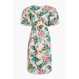Floral-print cotton-jacquard dress