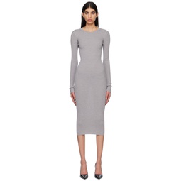 Gray Long Sleeve Midi Dress 231277F054001