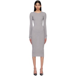 Gray Long Sleeve Midi Dress 231277F054001