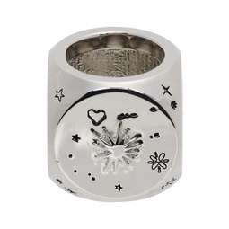 Silver Logo   Graphic Dice Ring 221327F024002