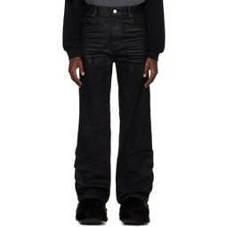Black Distressed Thread Jeans 241327M186011