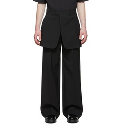Black Polyester Trousers 221327M191012