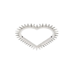 Silver Spike Heart Double Ring 231327M147001