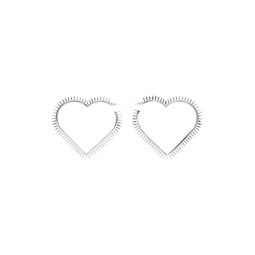 Silver Large Spike Heart Earrings 231327M144001