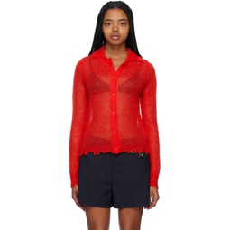 Red Destroyed Cardigan 231327F095010