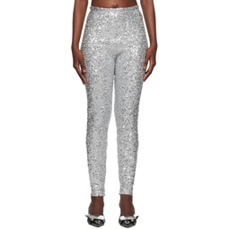 Silver Sequins Leggings 232327F085001