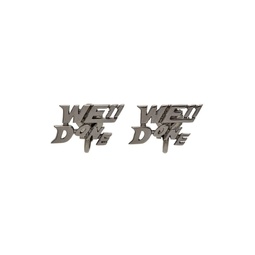 Gunmetal Graphic Logo Clip On Earrings 221327F022001