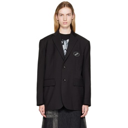 Black Oversized Suit Blazer 222327F057001