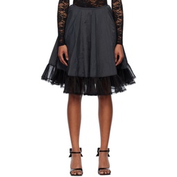 Black Flared Midi Skirt 231327F090001