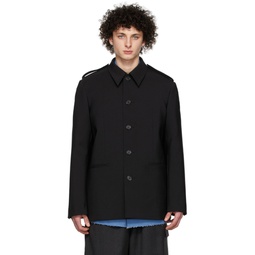 Black Regular Collar Jacket 221327M180012
