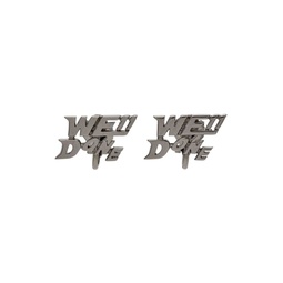 Gunmetal Graphic Logo Clip On Earrings 221327M144007