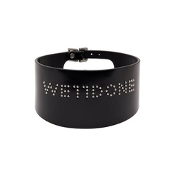 Black Small Leather Logo Stud Choker 221327M145005