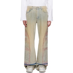 Blue Embroidered Jeans 241389M186007