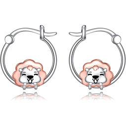 WINNICACA Sterling Silver Hypoallergenic Ladybug/Llama/Unicorn/Lion/Fox/Mermaid/Pig/Hippo/Corgi/Duck Hoop Earrings for Women Animal Huggie Hoop Earrings Jewelry Gifts for Sensitive