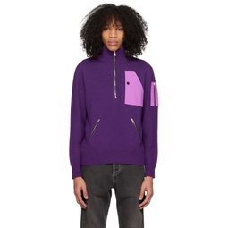 Purple Half Zip Sweater 231518M202000