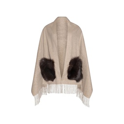 Made For Generations Toscana Shearling Trim Cashmere Blend Shawl