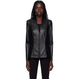 Black Jenna Faux Leather Jacket 232017F063000