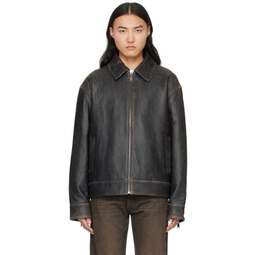 Brown Jacob Leather Jacket 241378M181000