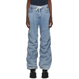 Blue Shirring Jeans 241704F069000