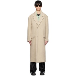 Beige Double-Breasted Coat 232704M176007