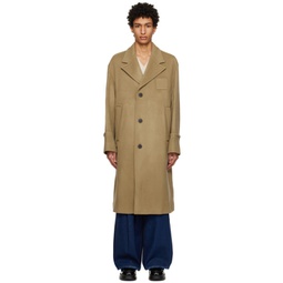 Khaki Single-Breasted Coat 222704M176010