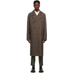 Brown Double Breasted Coat 222704M176001