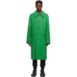 Green Spread Collar Coat 222704M176012