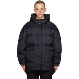 Black Quilted Down Jacket 232704M178000