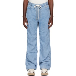 Blue Drawstring Jeans 241704M186004