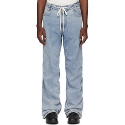 Blue Drawstring Jeans 241704M186003