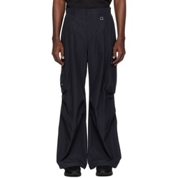 Navy Tucked Trousers 241704M191004