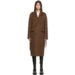 Brown Single-Breasted Coat 222704F059001