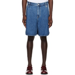 Blue Pleated Shorts 231704M193018