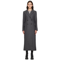 Gray Double Breasted Coat 232401F059001