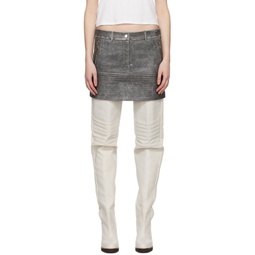 Gray Zip Leather Miniskirt 241401F090000