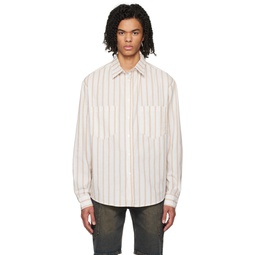 Brown   Off White Striped Shirt 241401M192000