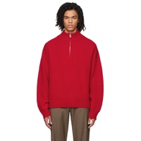 Red Half Zip Sweater 241401M202000