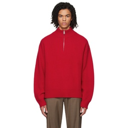 Red Half Zip Sweater 241401M202000