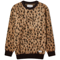 Wacko Maria Leopard Mohair Knitted Jumper Beige
