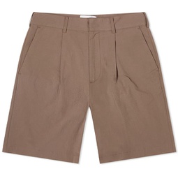 Wax London Linton Pleat Seersucker Shorts Taupe